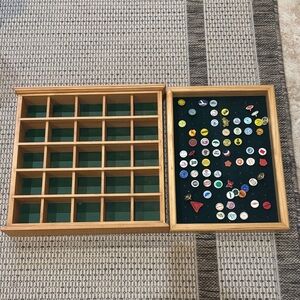 Vintage misc Golf ball markers a d display case